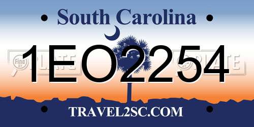1EO2254 South Carolina License Plate
