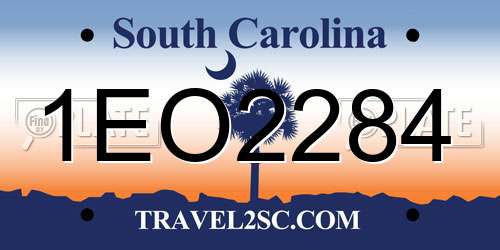 1EO2284 South Carolina License Plate