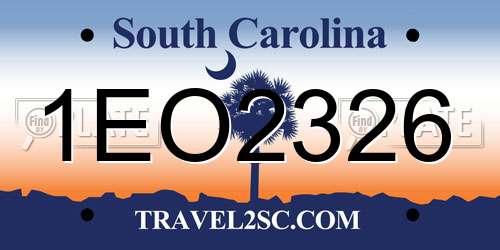 1EO2326 South Carolina License Plate