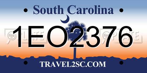 1EO2376 South Carolina License Plate