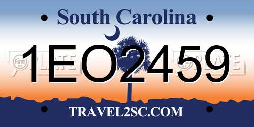 1EO2459 South Carolina License Plate