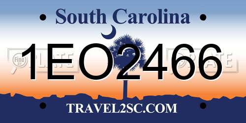 1EO2466 South Carolina License Plate