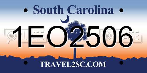 1EO2506 South Carolina License Plate