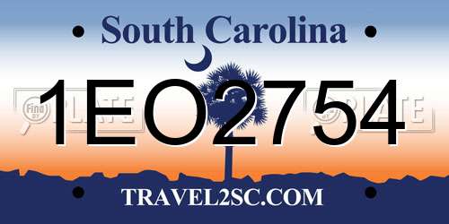 1EO2754 South Carolina License Plate