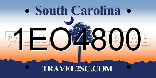 1EO4800 South Carolina License Plate