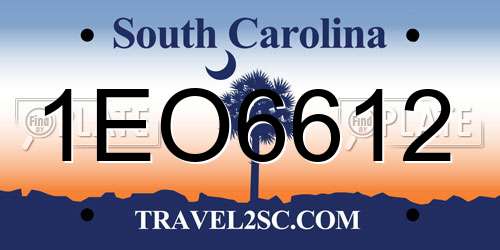 1EO6612 South Carolina License Plate