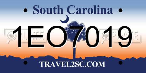 1EO7019 South Carolina License Plate