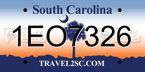 1EO7326 South Carolina License Plate