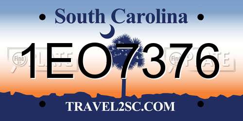 1EO7376 South Carolina License Plate