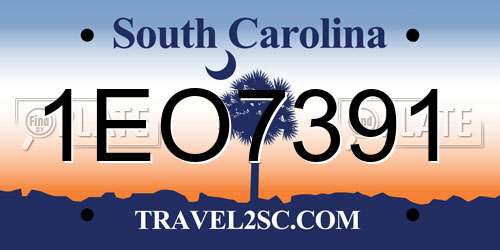 1EO7391 South Carolina License Plate