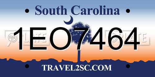 1EO7464 South Carolina License Plate