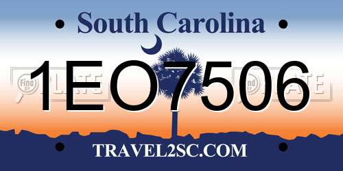 1EO7506 South Carolina License Plate