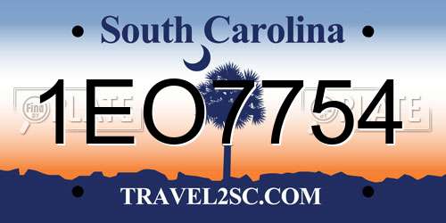 1EO7754 South Carolina License Plate