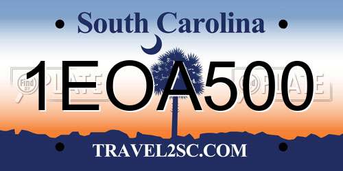 1EOA500 South Carolina License Plate
