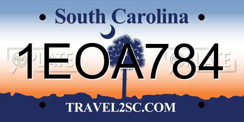 1EOA784 South Carolina License Plate