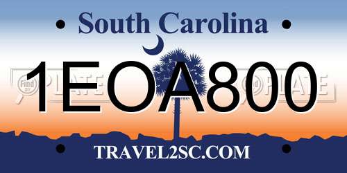 1EOA800 South Carolina License Plate