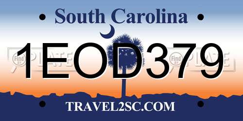 1EOD379 South Carolina License Plate