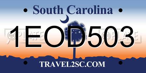 1EOD503 South Carolina License Plate