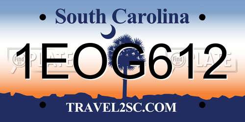 1EOG612 South Carolina License Plate