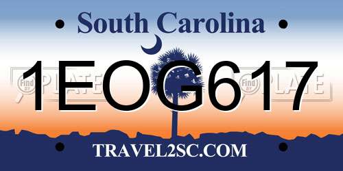 1EOG617 South Carolina License Plate