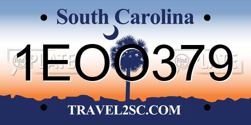 1EOO379 South Carolina License Plate