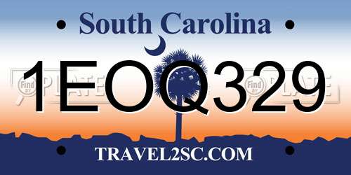 1EOQ329 South Carolina License Plate
