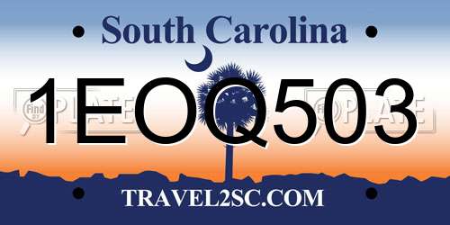 1EOQ503 South Carolina License Plate