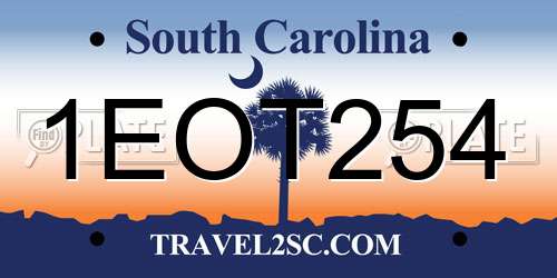 1EOT254 South Carolina License Plate