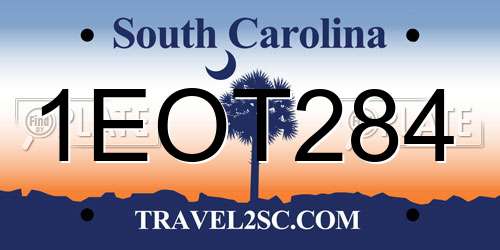 1EOT284 South Carolina License Plate
