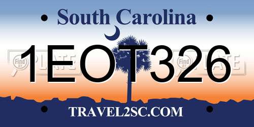 1EOT326 South Carolina License Plate