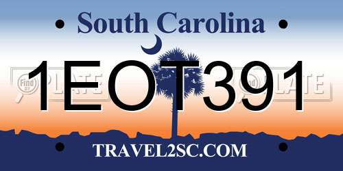 1EOT391 South Carolina License Plate