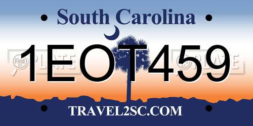 1EOT459 South Carolina License Plate