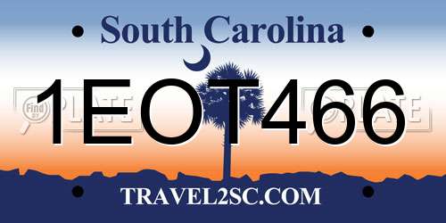 1EOT466 South Carolina License Plate