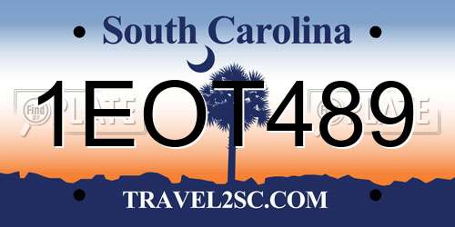 1EOT489 South Carolina License Plate