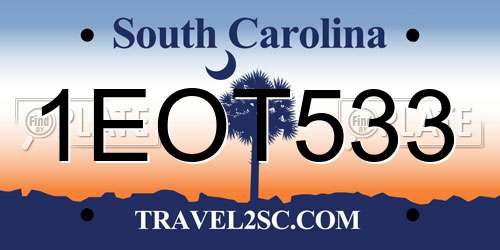 1EOT533 South Carolina License Plate
