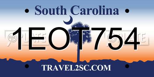 1EOT754 South Carolina License Plate
