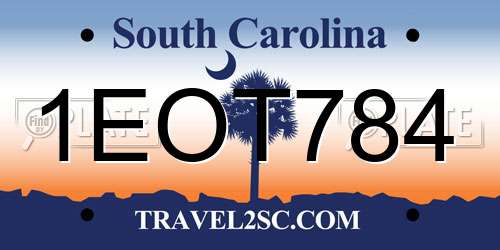 1EOT784 South Carolina License Plate