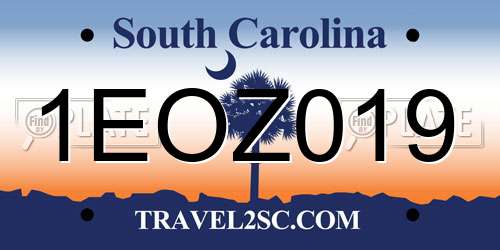 1EOZ019 South Carolina License Plate
