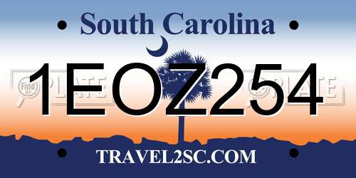 1EOZ254 South Carolina License Plate