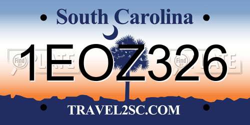 1EOZ326 South Carolina License Plate