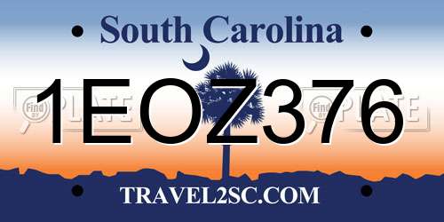 1EOZ376 South Carolina License Plate