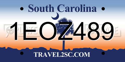 1EOZ489 South Carolina License Plate