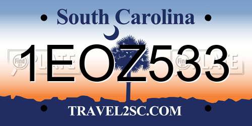 1EOZ533 South Carolina License Plate