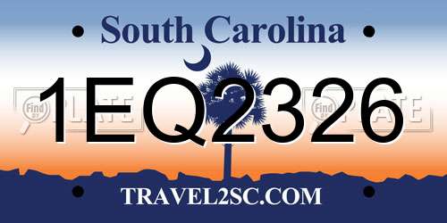 1EQ2326 South Carolina License Plate