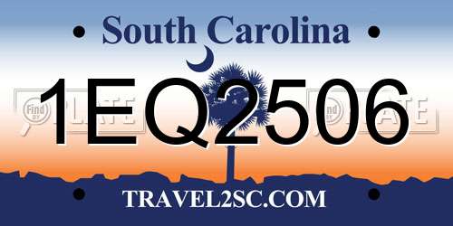 1EQ2506 South Carolina License Plate