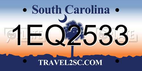 1EQ2533 South Carolina License Plate