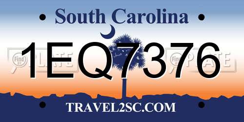 1EQ7376 South Carolina License Plate