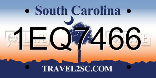 1EQ7466 South Carolina License Plate