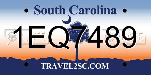 1EQ7489 South Carolina License Plate