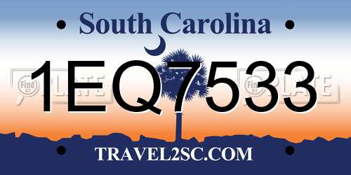 1EQ7533 South Carolina License Plate